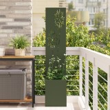 vidaXL Ghiveci de Grădină cu Panou Decorativ Verde oliv 32 x 140 cm