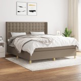 Pat box spring cu saltea, gri taupe, 160x200 cm material textil GartenMobel Dekor, vidaXL