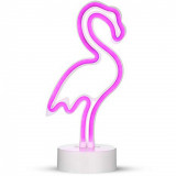 Cumpara ieftin Semn luminos FLAMINGO LED tip neon cu baterii si stativ