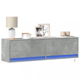 Cumpara ieftin Comodă TV de perete cu lumini LED, gri beton, 140x31x38 cm