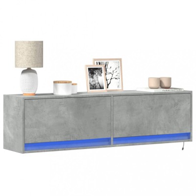 Gossi comoda tv de perete cu lumini led, gri beton, 140x31x38 cm foto