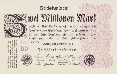 Bancnota Germania 2.000.000 Marci 9.8.1923 - P104b aUNC ( unifata ) foto