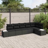 Cumpara ieftin Set de canapele pentru grădină cu pernă 6 pcs Negru Rattan poli