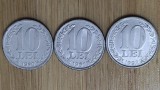 Romania -set de colectie- 3 x 10 lei ani diferiti 1990 1991 1992 - stare f buna!