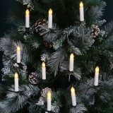 Instalatie tip Candele pentru brad de Craciun, 10 LED-uri cu lumina alba calda, 1.35 m, interior, alimentare baterii 1057693, Oem