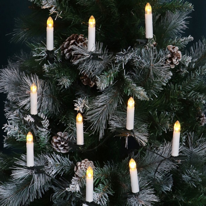 Instalatie tip Candele pentru brad de Craciun, 10 LED-uri cu lumina alba calda, 1.35 m, interior, alimentare baterii 1057693