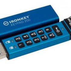 Stick USB Kingston Ironkey Keypad 200, 128GB, USB 3.2 (Albastru)