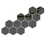 Set 12 stickere din acril auto-adezive, tip oglinda decorativa, 3D, 126x110x63mm, Negru, Oem