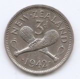 Noua Zeelanda 3 pence 1942 - George VI, Argint, 16,3 mm, KM-7