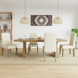 VidaXL Scaune de bucătărie, 4 buc., bej, textil cu aspect de p&acirc;nză