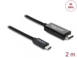 Cablu Coaxial USB Type C la HDMI (DP Alt Mode) 4K60Hz brodat 2m Negru, Delock 81704