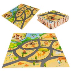 Spumă burete joc mat safari puzzle 9pcs 93x93cm
