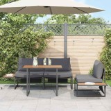 Set mobilier gradina vidaXL 3 piese, antracit, otel, cu perne, masa dreptunghiulara 100x55x70 cm, canapea 2 locuri, balcon terasa