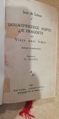 myh 722 - JEAN DE LETRAZ - 12 NOPTI DE DRAGOSTE - VIATA UNEI FEMEI - ED 1930 foto