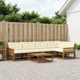 vidaXL Set de canapele de exterior cu pernă 6 pcs Natural și Crem 3381442
