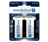 Set 2 baterii alcaline EverActive D, Pro Alcaline Mono LR20 R20 1.5V - RESIGILAT