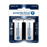 Set 2 baterii alcaline EverActive D, Pro Alcaline Mono LR20 R20 1.5V - RESIGILAT