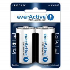 Set 2 baterii alcaline EverActive D, Pro Alcaline Mono LR20 R20 1.5V - RESIGILAT