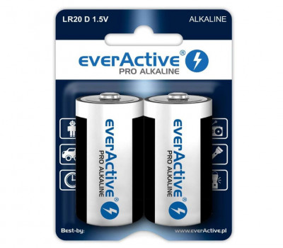 Set 2 baterii alcaline EverActive D, Pro Alcaline Mono LR20 R20 1.5V - RESIGILAT foto
