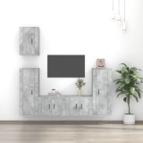 Cumpara ieftin Set dulap TV, 5 piese, gri beton, lemn prelucrat