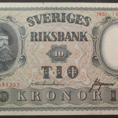 Bancnota 10 COROANE / KRONUR, anul 1951 * cod 42 = A.UNC / SERIE ROSIE