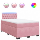Cumpara ieftin Pat box spring cu saltea, roz, 120x200 cm, catifea