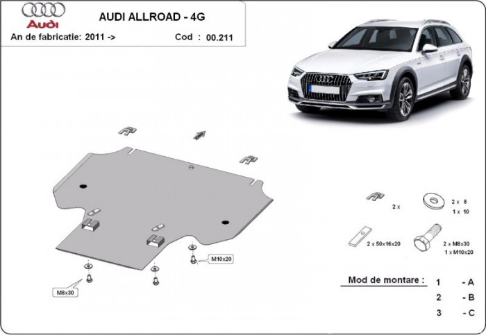 Scut metalic pentru cutie de viteze Audi Allroad C7 2011-prezent