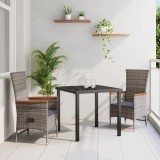 vidaXL Scaune de Exterior 3 pcs Gri Gri &icirc;nchis 80 x 80 x 73 cm