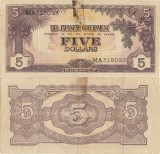 1942, 5 dollars (P-M6a) - Malaya (guvernul Japonez)