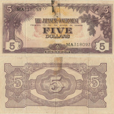 1942, 5 dollars (P-M6a) - Malaya (guvernul Japonez)