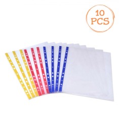 Set Folii Protecție Documente A4, Margine Multicoloră, 10 Bucăți