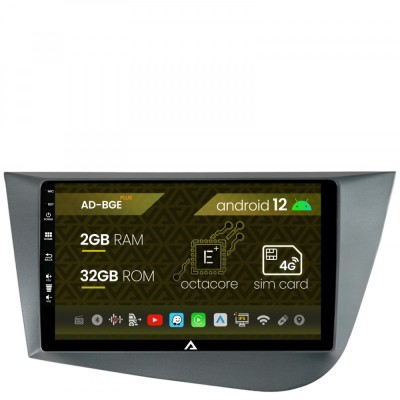 Navigatie Seat Leon (2005-2012), Android 12, E-Octacore 2GB RAM + 32GB ROM, 9 Inch - AD-BGE9002+AD-BGRKIT052 foto