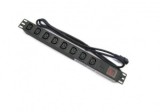 Pdu 8P Schuko Aluminiu Cu Protectie Supratensiune + Cablu 2M