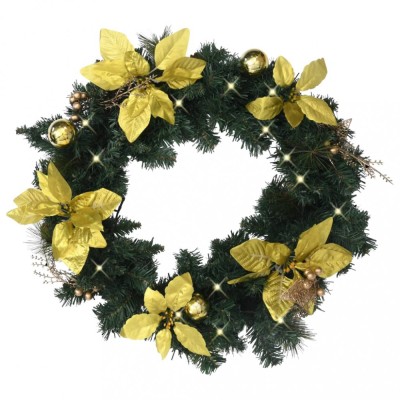 Coroniță de Crăciun cu becuri LED, verde, 60 cm, PVC foto