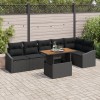 Gossi set de dining pentru gradina cu 7 piese si perne, ratan poly negru, acacia