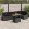 Gossi set de dining pentru gradina cu 7 piese si perne, ratan poly negru, acacia