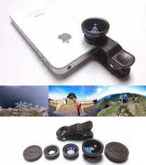 Set lentile foto zoom 3-in-1 pentru telefoane sau tablete, FISHEYE, MACRO si WIDE ANGLE foto