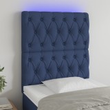 VidaXL Tăblie de pat cu LED, albastru, 80x7x118/128 cm, textil