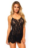Camasa de Noapte Leg Avenue din Dantela Rose, Negru, S-L