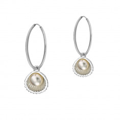 Cercei Lolit din argint, cercuri si scoici cu perle naturale foto