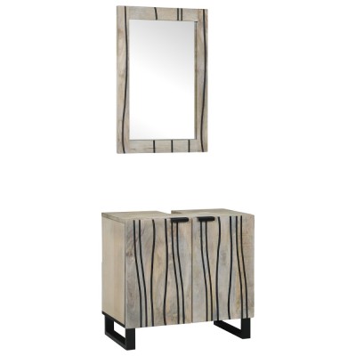 vidaXL Set de mobilier pentru baie cu raft 2 pcs Alb 62 x 33 x 58 cm foto
