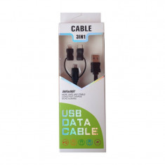 Cablu de date microUSB 3 in 1, adaptor tip C si lightning foto