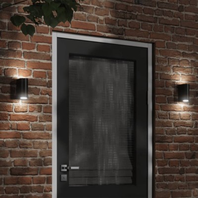 Lămpi exterioare de perete cu LED 2 buc. negru, aluminiu turnat foto