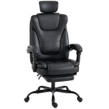 HOMCOM Scaun Gaming Ergonomic, Fotoliu Gaming &Icirc;nclinabil din Piele Sintetică, &Icirc;nălțime Reglabilă, Suport Cap 2D, Negru | Aosom Romania