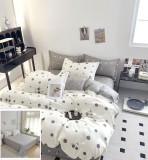 Cumpara ieftin Lenjerie Pat Bumbac 4 Piese Alb Gri, 200x230/240x250 cm, Fara Elastic