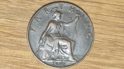 Marea Britanie - moneda de colectie superba - 1 farthing 1900 - Victoria - XF+ foto