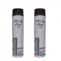 Pahet 2 x Vopsea Spray Acrilica Brilliante Negru Mat RAL 9005 600 ml