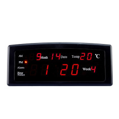 Ceas digital afisaj LED rosu, data, alarma, temperatura, negru, Caixing
