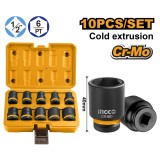 Trusa chei tubulare impact 1/2 10 bucati 10-24 mm - Ingco HKISSD12101
