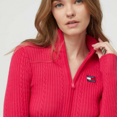 Tommy Jeans cardigan femei, culoarea roșu, light DW0DW16532